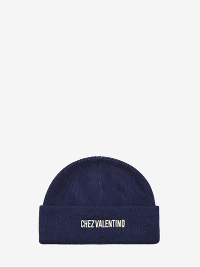 Valentino Garavani Chez Valentino Beanie In Blue