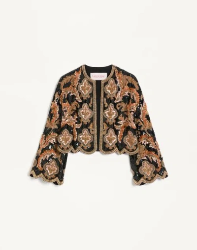 Valentino Embellished Silk Jacket In Gold