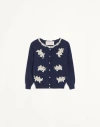 Valentino Bestickter Cardigan Aus Wolle Und Spitze Frau Blau/elfenbein Xs In Blue