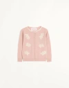 Valentino Embroidered Lace Cardigan In Elfenbein/rosa