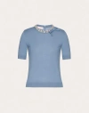 Valentino Bestickter Wollpullover Frau Himmelblau S In Azure