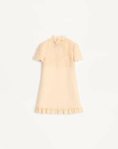 Valentino Besticktes Kurzes Crepe Couture Kleid Frau Birke 50 In Orange