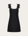 Valentino Crepe Couture Embroidered Minidress In Black