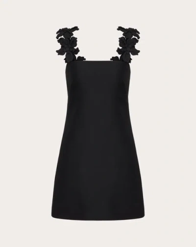 Valentino Crepe Couture Embroidered Minidress In Black