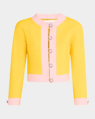 VALENTINO BI-COLOR CRYSTAL CREPE CROP JACKET