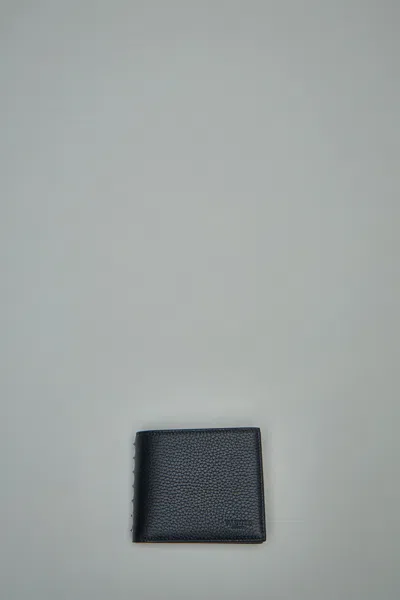 Valentino Garavani Bi-fold Wallet Rockstud Vitello Stampa In Black