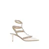 Valentino Bicolor Leather Platform Pumps In Neutral