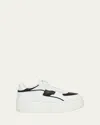 Valentino Bicolor Leather Platform Sneakers In Bianco Nero Bianco