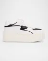Valentino Bicolor Leather Platform Sneakers In Bianco Nero Bianco