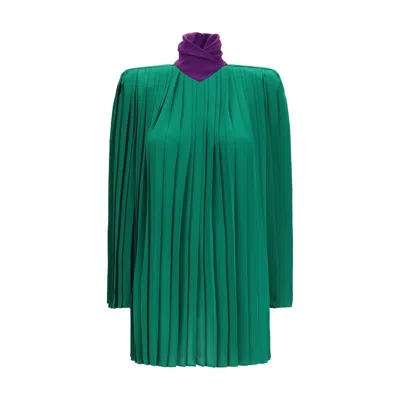 Valentino Bicolor Silk Shirt In Green