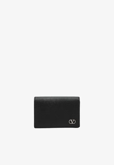 Valentino Garavani Bifold Vlogo Grained Wallet In Black