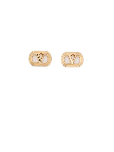 Valentino Garavani Ovalette Vlogo Stud Earrings In Gold