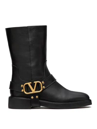 Valentino Garavani Vlogo Signature Calfskin Boot In Multi
