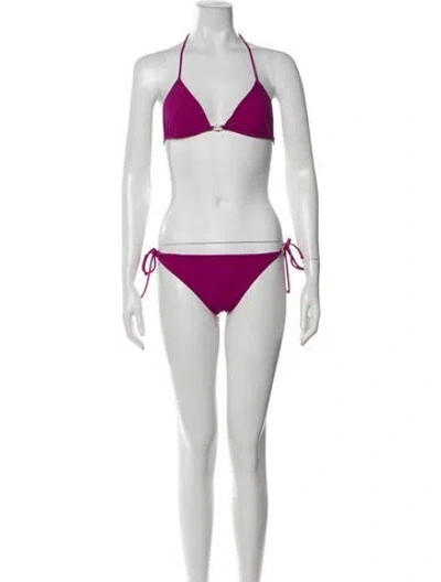 Pre-owned Valentino Bikini W/ Tags In Black/green/pink