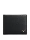 Valentino Vlogo Signature Billfold Black Leather Wallet In Black