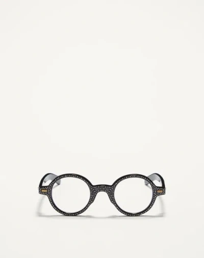 Valentino Garavani Valentino Bizarre Runde Brille Mit Kristallen Aus Acetat Unisex Schwarz/crystal 43 In Multi