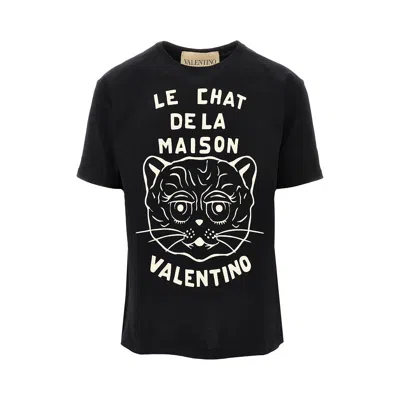 Valentino Chat De La Maison Cotton T-shirt In Black