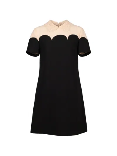 Valentino Peter Pan Collar Colorblock Blouse In Black