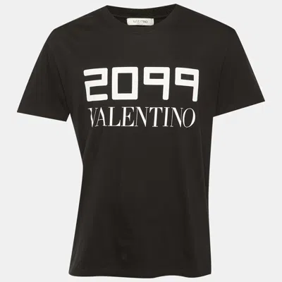 Pre-owned Valentino Black 2099 Print Cotton Crew Neck T-shirt L