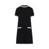 Valentino Tweed Embroidered Mini Dress With Patch Pockets In Black