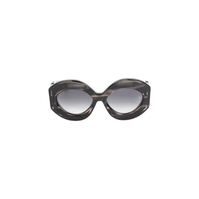 Valentino Black Acetate Sunglasses In Grey