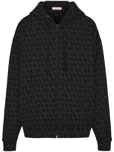 Valentino Toile Iconographe Zip-up Hoodie In Black