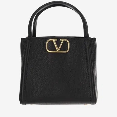 Valentino Garavani Black Alltime Leather Satchel Bag