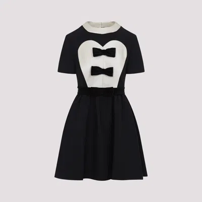 VALENTINO BLACK AND BEIGE WOOL AND SILK DRESS
