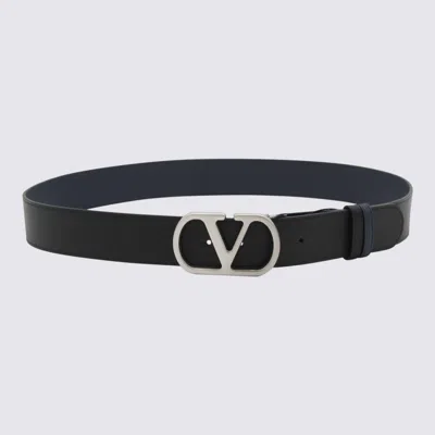 Valentino Garavani Black And Blue Leather Belt