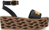 Valentino Black & Brown Espadrillas Sandals In Brown