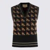 Valentino Sleeveless V Neck Dog Pattern Knitwear In Gray
