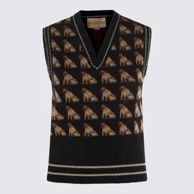 Valentino Black And Brown Knitwear In Gray