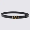 VALENTINO GARAVANI BLACK AND GOLD LEATHER BELT