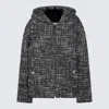 Valentino Double Tweed Hooded Jacket In R Black Grey Meium White
