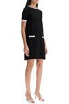 Valentino Tweed Embroidered Mini Dress With Patch Pockets In Black