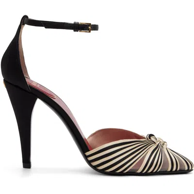 Valentino Garavani 100mm Annine Striped Satin Ankle-strap Pumps In Multi
