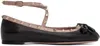Valentino Rockstud Ballerina Patent-leather Pumps In N71 Nero/rose Can