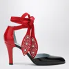 Valentino Lace-up Patent Bicolor Pumps 8.5cm Heel In Red