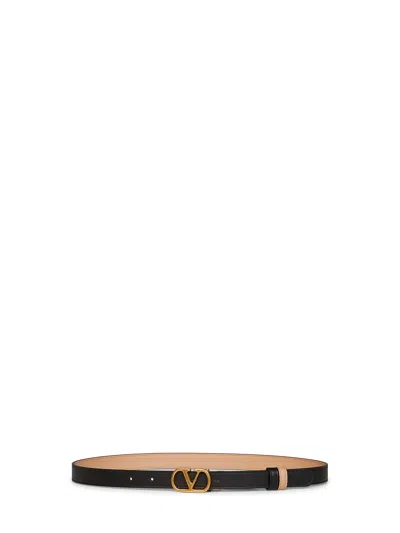 Valentino Garavani Black And Rose Sand Vlogo Signature Reversible Belt