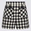Valentino Womens Avorio Nero Houndstooth High-rise Tweed Woven Shorts In White