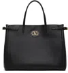 Valentino Black Antibes Medium Calfskin Shopping Tote In 0no Nero