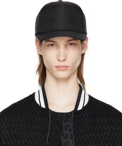 Valentino Garavani Black Baseball Nylon Cap In Nero
