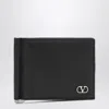 Valentino Garavani  Garavani Vlogo Signature Grainy Calfskin Bi-fold Wallet With Money Clip In Black