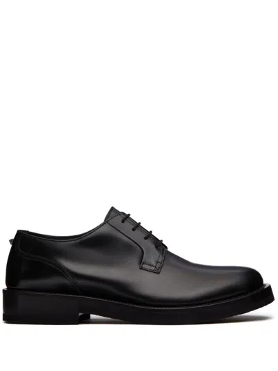 VALENTINO GARAVANI BLACK BLACK ROCKSTUD SKIN LEATHER BROGUES