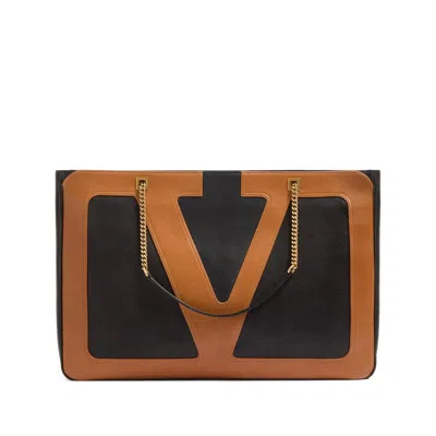 Valentino Garavani Black  Brown Tote Bags
