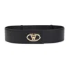 Valentino Logo Buckle Leather Belt With Wide Loop In Black