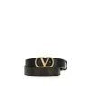 Valentino Black Calf Leather Bos Taurus Belt In Multi