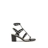 Valentino Rockstud Caged 60 Leather Ankle Strap Sandal In Black