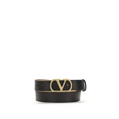 Valentino Black Calf Leather Bos Taurus Regular Belt