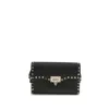 Valentino Black Calf Leather Bos Taurus Shoulder Bag In Black